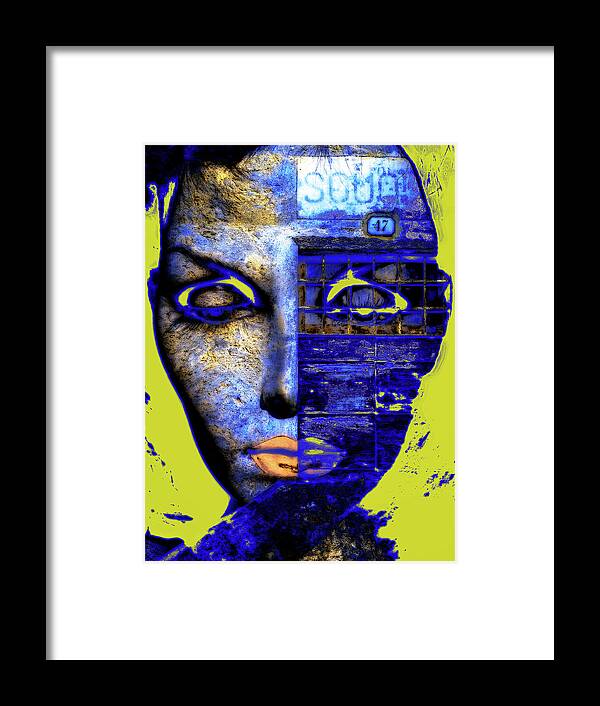 Woman Framed Print featuring the digital art The blue side by Gabi Hampe
