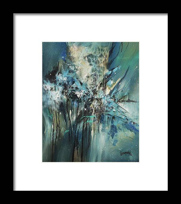 The Blues; Abstract; Abstract Expressionist; Contemporary Art; Tom Shropshire Painting; Shades Of Blue Framed Print featuring the painting The Blues by Tom Shropshire