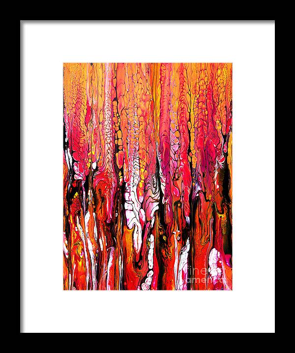 Fire Drama Compelling Vibrant Colorful Natural Abstract Hot Organic Red Orange Framed Print featuring the painting The Bonfire #2676 by Priscilla Batzell Expressionist Art Studio Gallery