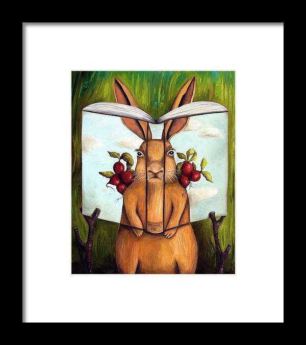 Rabbit Framed Print featuring the painting The Book Of Secrets 4-The Rabbit Story by Leah Saulnier The Painting Maniac