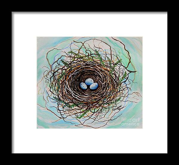 Bird Nest Framed Print featuring the painting The Botanical Bird Nest by Elizabeth Robinette Tyndall