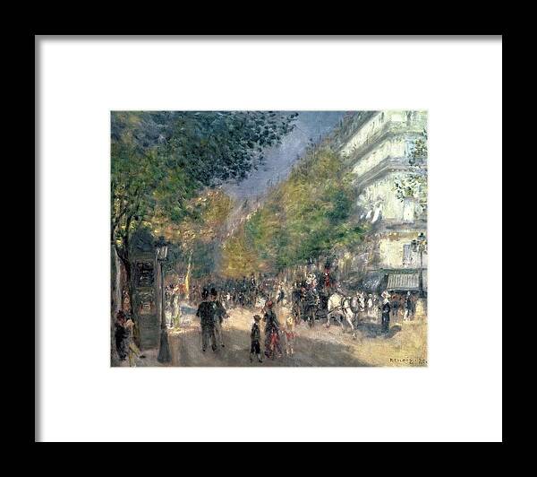 Impressionist; Paris; Haussmann; Street Scene; France; Crt Framed Print featuring the painting The Boulevards by Pierre Auguste Renoir