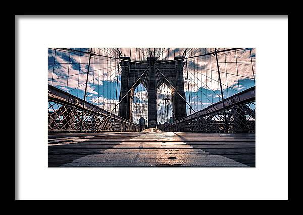 Architecture Framed Print featuring the photograph The Brooklyn bridge - New York - Travel photography by Giuseppe Milo