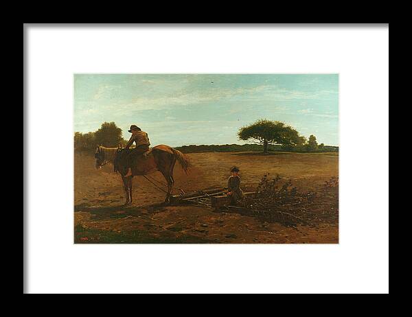 Winslow Homer Framed Print featuring the painting The Brush Harrow by Winslow Homer