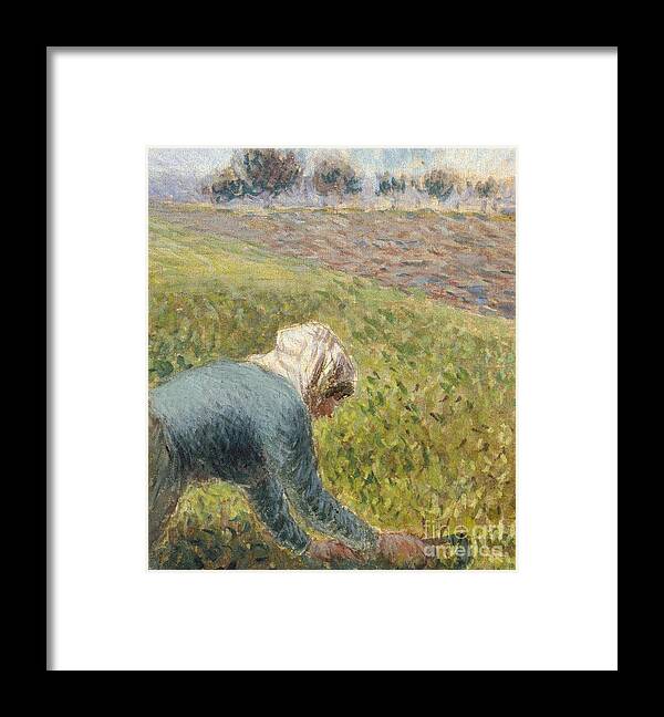 Pissarro Framed Print featuring the painting The Cabbage Gatherers Detail by Camille Pissarro