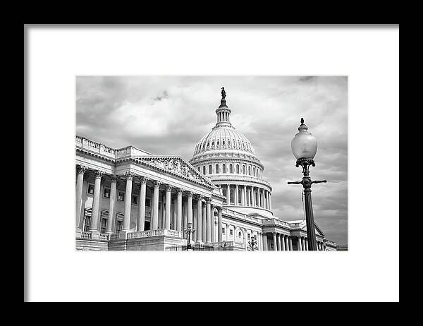 Black And White Framed Print featuring the photograph The Capitol Building 3 by Frank Mari