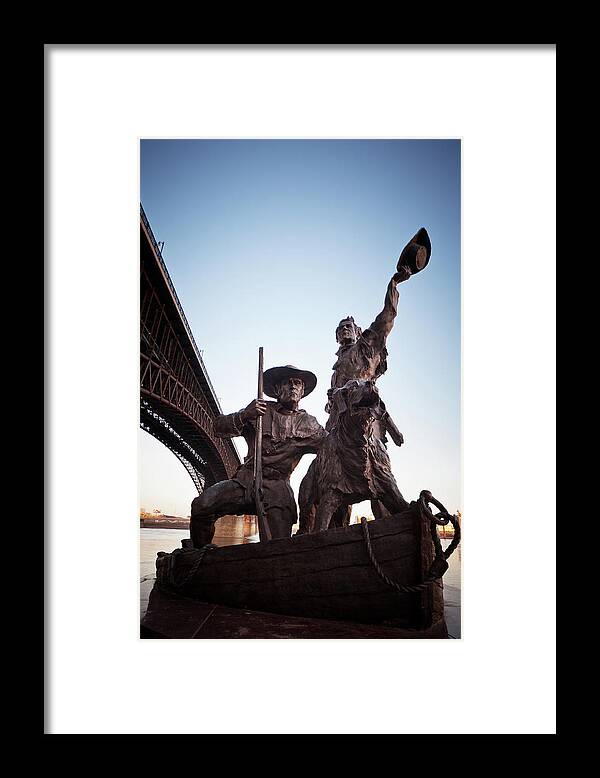 Harry Weber Statue Lewis And Clark St. Louis Riverfront Framed Print featuring the photograph The Captain Returns by David Coblitz