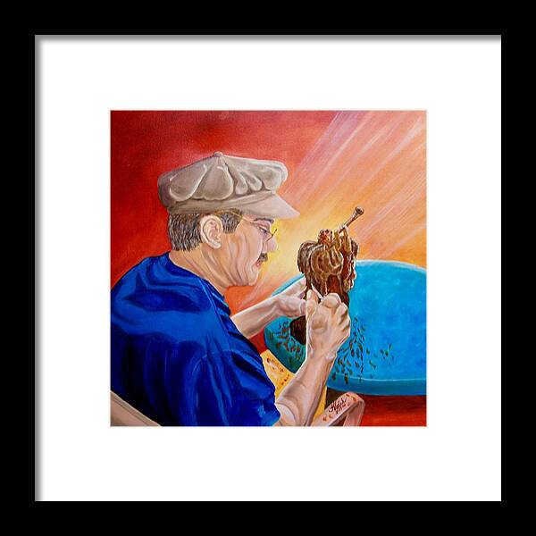 Portrait Framed Print featuring the painting The Carver by Kathern Ware