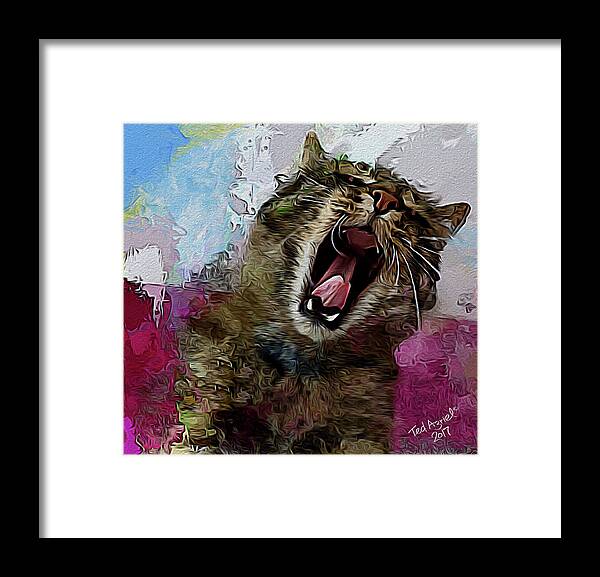 Cat Framed Print featuring the digital art The Cat's Meow by Ted Azriel