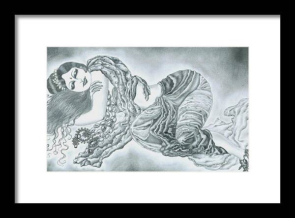 Woman Framed Print featuring the drawing Celestial dreamer by Tara Krishna