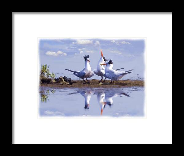 Tern Framed Print featuring the digital art The chorus by Thanh Thuy Nguyen
