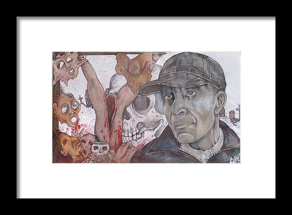 Ed Gein Framed Print featuring the painting The Cold World Of Ed Gein by Sam Hane
