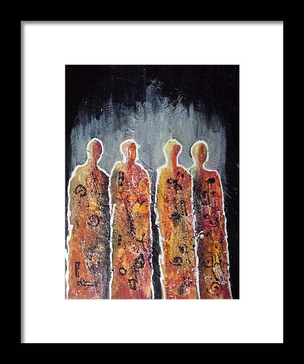 Abstract People Framed Print featuring the painting The Committee by Elise Boam
