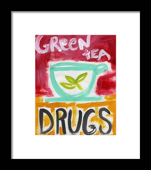 Green Tea Framed Print featuring the painting The Common Cure- Abstract Expressionist Art by Linda Woods