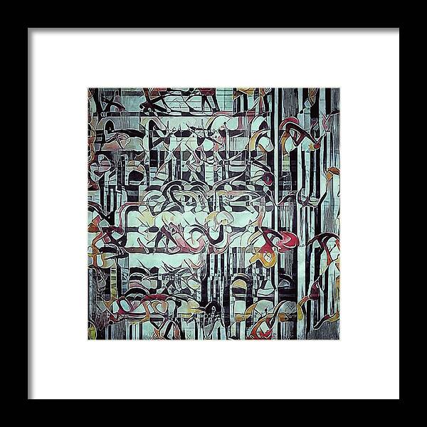 Abstract Framed Print featuring the painting The Copied Myths by Philip Openshaw