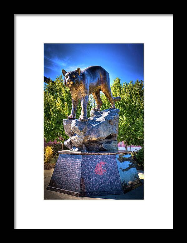 The Cougar Pride Sculpture Framed Print featuring the photograph The Cougar Pride Sculpture by David Patterson
