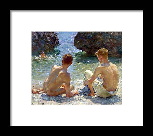 Critics Framed Print featuring the painting The Critics by Henry Scott Tuke