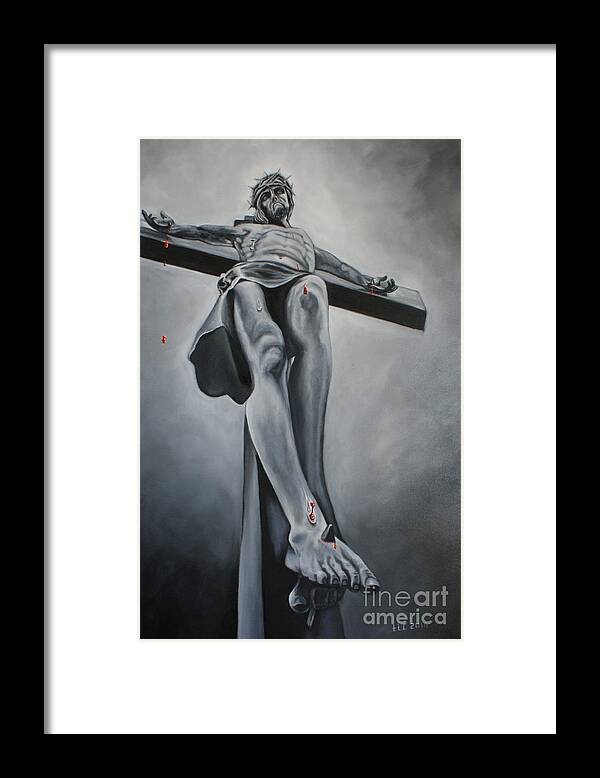 Religious Framed Print featuring the painting The Crucifixion by Theresa Cangelosi