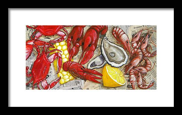 Seafood Framed Print featuring the painting The Daily Seafood by JoAnn Wheeler