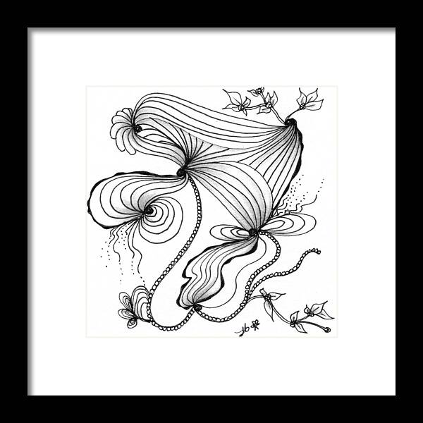 Zentangle Framed Print featuring the drawing The Dance by Jan Steinle