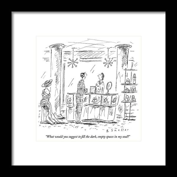  what Would You Suggest To Fill The Dark Framed Print featuring the drawing The Dark Empty Spaces In My Soul by Barbara Smaller