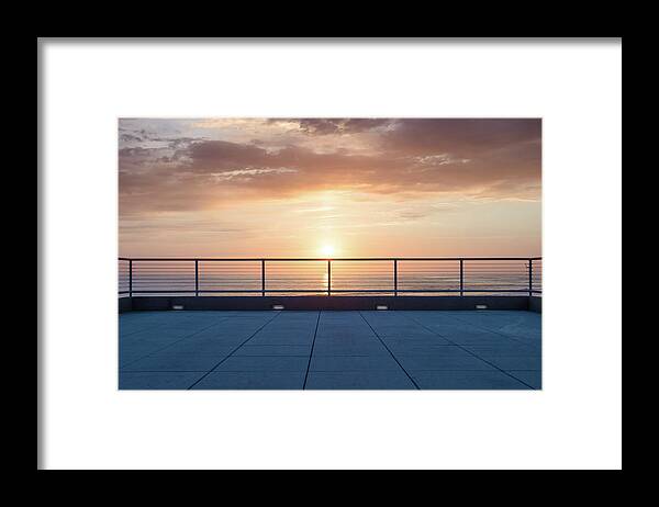 Moonlight Beach Framed Print featuring the photograph The Deck at Moonlight Beach by Alexander Kunz