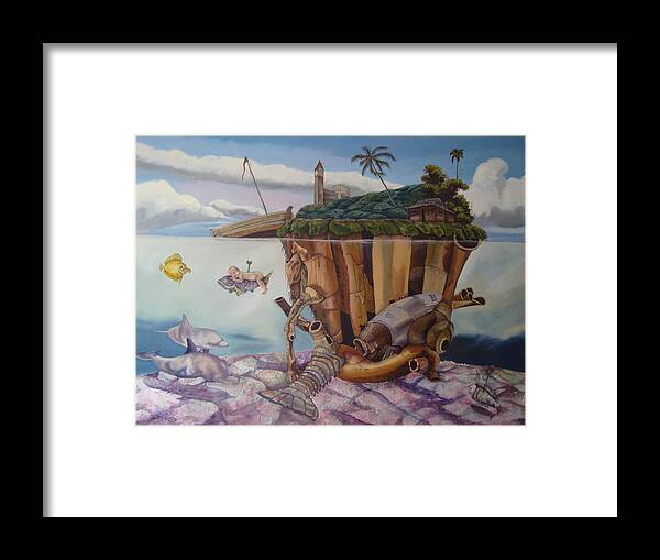 Landscape Framed Print featuring the painting The Deep by Carlos Rodriguez