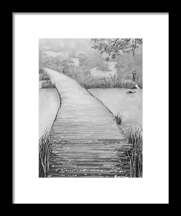 Pencil Framed Print featuring the drawing The Divine Path by Betsy Carlson Cross