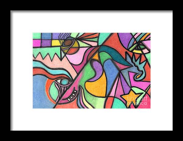 Abstract Art Framed Print featuring the pastel The Dragon's Eyes by Christine Perry