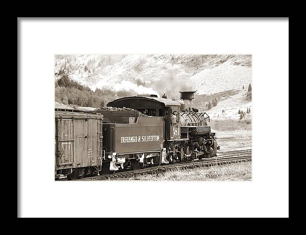  Transportation Framed Print featuring the photograph The Durango and Silverton into the Mountains by Mike McGlothlen