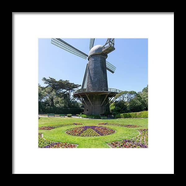 Wingsdomain Framed Print featuring the photograph The Dutch Windmill San Francisco Golden Gate Park San Francisco California DSC6361 square by San Francisco