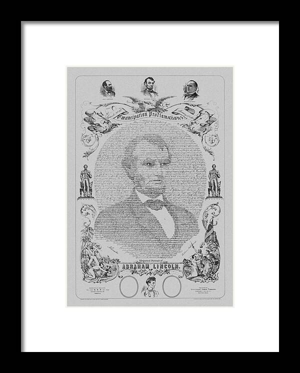 Emancipation Proclamation Framed Print featuring the mixed media The Emancipation Proclamation by War Is Hell Store