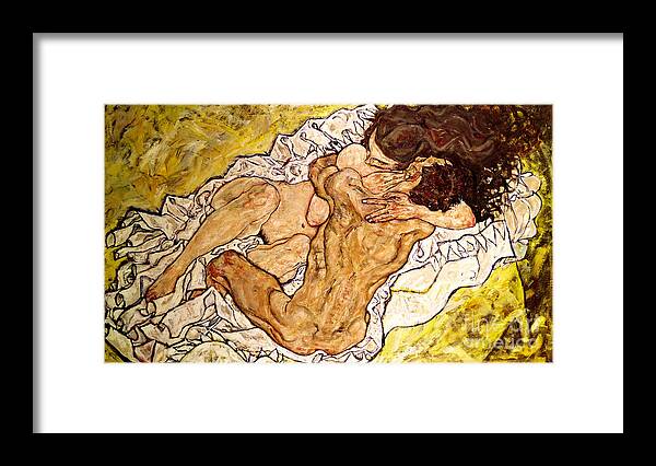 Egon Schiele Framed Print featuring the painting The Embrace by Egon Schiele