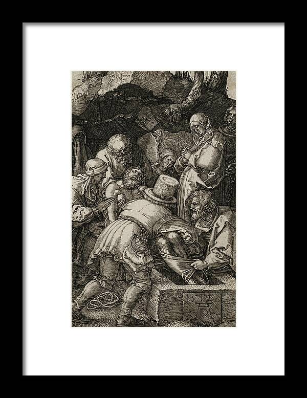Albrecht Durer Framed Print featuring the relief The Entombment by Albrecht Durer