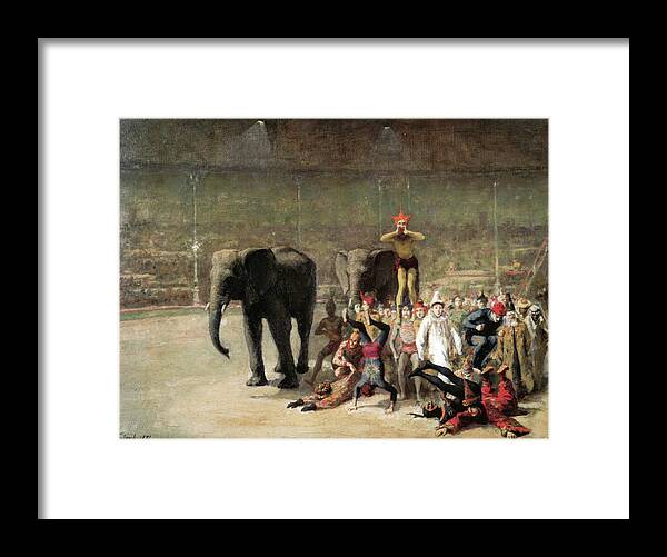 Émile Friant - The Entrance Of The Clowns 1881 Framed Print featuring the painting The Entrance of the Clowns by emile Friant