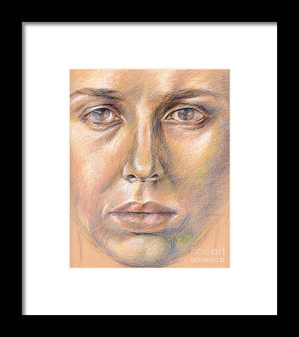 Drawing Framed Print featuring the digital art The face in the miror by Iglika Milcheva-Godfrey