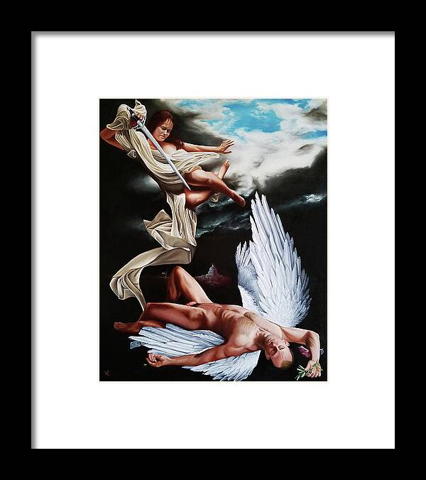 Angels Framed Print featuring the painting The Fallen by Vic Ritchey
