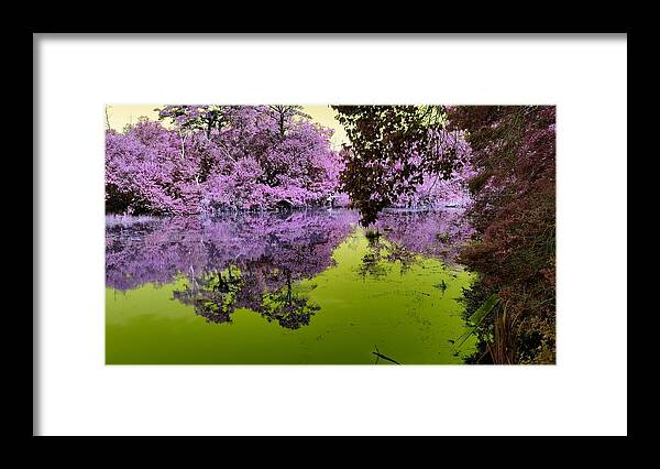 Fantasy Framed Print featuring the mixed media The Fantasy Pond by Stacie Siemsen