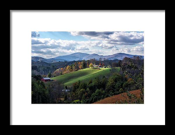 Farm In The Mountains Framed Print featuring the photograph The Farm On The Hill by Louise Lindsay