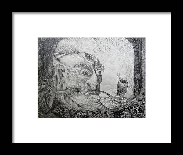 Surrealism Framed Print featuring the drawing The Fernal Popeye Impersonator by Otto Rapp