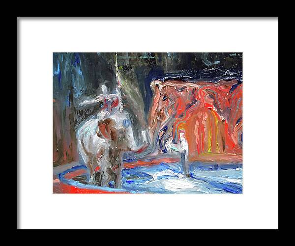 Elephant Framed Print featuring the painting The Final Curtain by Susan Esbensen