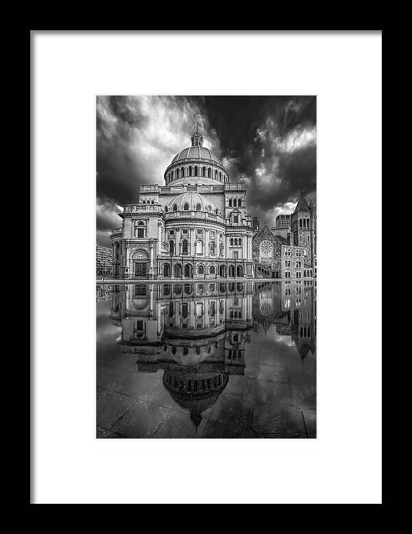 Christian Science Framed Print featuring the photograph The First Church of Christ Scientist BW by Susan Candelario