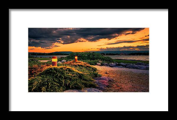 Mountain Framed Print featuring the photograph The first lights by Jeff S PhotoArt