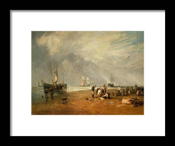 19th Century Art Framed Print featuring the painting The Fish Market at Hastings Beach by Joseph Mallord William Turner