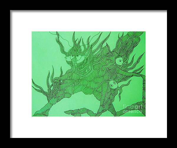 Fish Tank Framed Print featuring the drawing The Fish Tank by Reb Frost