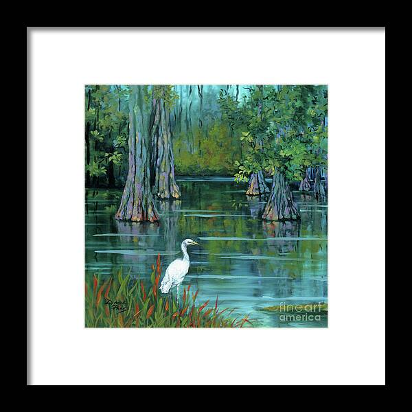 Louisiana Bayou Framed Print featuring the painting The Fisherman by Dianne Parks