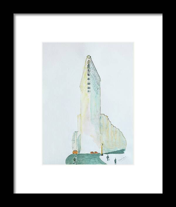 The Flatiron Building Framed Print featuring the painting The Flat Iron Building by Keshava Shukla