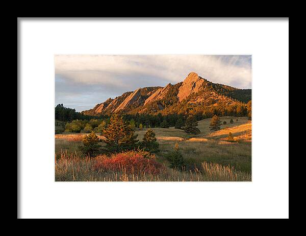 Boulder Framed Print featuring the photograph The Flatirons - Autumn by Aaron Spong