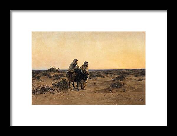 Eug�ne Girardet Framed Print featuring the painting The Flight into Egypt by Eugene Girardet