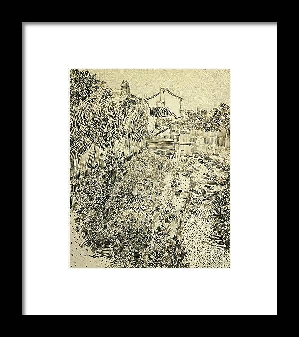 Van Gogh Framed Print featuring the drawing The Flower Garden, 1888 by Vincent Van Gogh